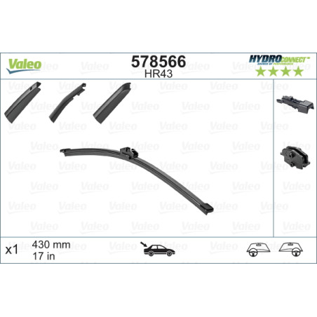 SPAZZOLA TERGI HYDROCONNECT UNI-CLICK POST SINGOLA 430mm CODICE BREVE: HR43