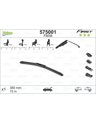 SPAZZOLA TERGI FIRST FLAT BLADE ANT DX/SX SINGOLA 380mm CODICE BREVE: FM38
