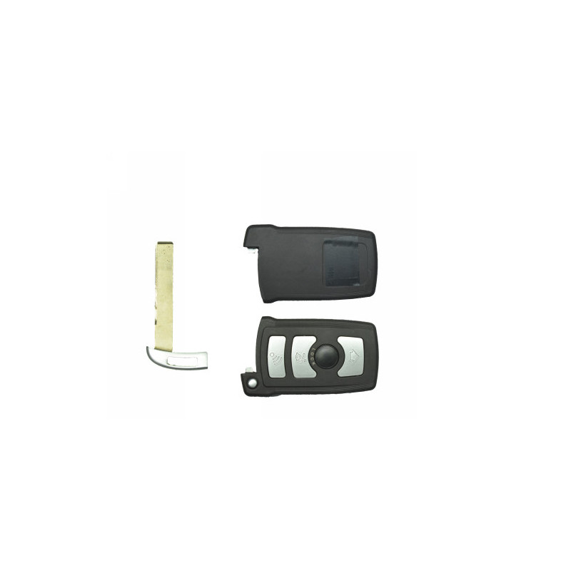 GUSCI PER CHIAVI NERO CON TASTI ARGENTO 3 VANO BATTERIA SUL RETRO DI EMERGENZA BMW SERIES 7 (E65/E66) 2002 2008