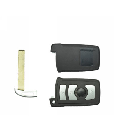 GUSCI PER CHIAVI NERO CON TASTI ARGENTO 3 VANO BATTERIA SUL RETRO DI EMERGENZA BMW SERIES 7 (E65/E66) 2002 2008