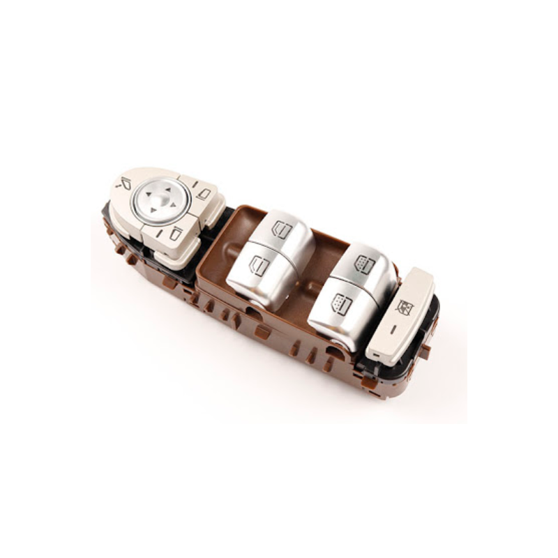 BLOCCO COMANDI ALZACRIST./RETROVISORI SX 3 4 BASE MARRONE/LUCE BIANCA CON RETROVISORI RIBALTABILI ELETTRICAMENTE MERCEDES-BENZ 