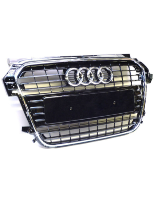GRIGLIE PARAURTI ANT CENTRALE NERA LUCIDA CROMATA AUDI A1 (8X1/8XK/8XA/8XF) 2010 2014 OEM 8X0853651T94