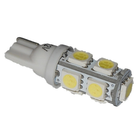 LAMPADA LED ATTACCO T10 W5W TUTTOVETRO CRUSCOTTO/DIREZIONE 9 LED COLORE BIANCO