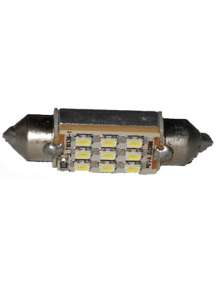 LAMPADA LED SILURO C5W PER ILLUMINAZIONE TARGA/INTERNI/CRUSCOTTO 9 LED COLORE BIANCO CON RESISTENZA PER CONTROLLO ANTI ERRORE
