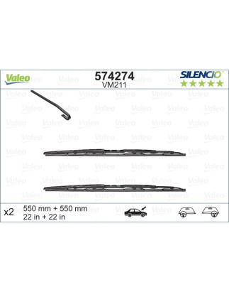 SPAZZOLA TERGI SILENCIO PERFORMANCE ANT DX/SX COPPIA 550mm + 550mm CODICE BREVE: VM211