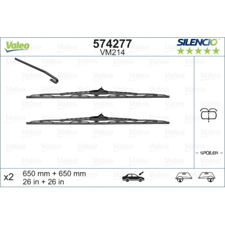 SPAZZOLA TERGI SILENCIO PERFORMANCE ANT DX/SX COPPIA 650mm + 650mm CODICE BREVE: VM214