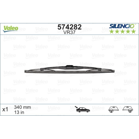 SPAZZOLA TERGI SILENCIO STANDARD POST DX/SX SINGOLA 340mm CODICE BREVE: VR37