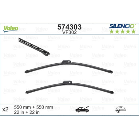 SPAZZOLA TERGI SILENCIO FLAT BLADE ANT SX COPPIA 550mm + 550mm CODICE BREVE: VF302