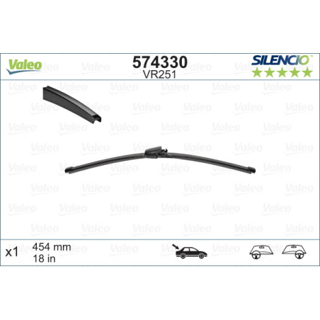 SPAZZOLA TERGI SILENCIO FLAT BLADE POST DX/SX SINGOLA 454mm CODICE BREVE: VR251