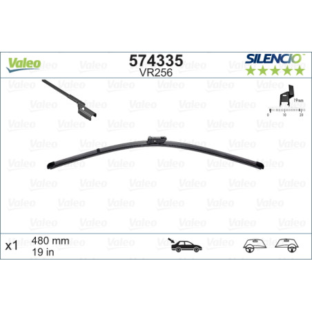 SPAZZOLA TERGI SILENCIO FLAT BLADE POST DX/SX SINGOLA 480mm CODICE BREVE: VR256