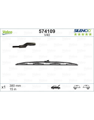 SPAZZOLA TERGI SILENCIO STANDARD ANT DX/SX SINGOLA 380mm CODICE BREVE: V40