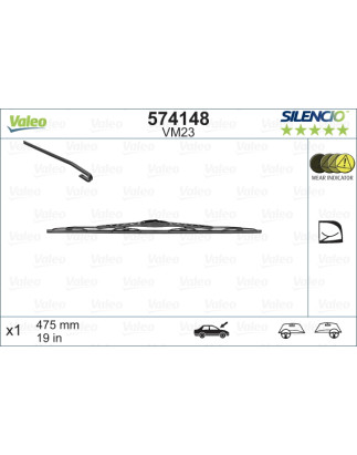 SPAZZOLA TERGI SILENCIO PERFORMANCE ANT DX/SX SINGOLA 475mm CODICE BREVE: VM23
