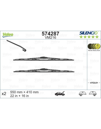 SPAZZOLA TERGI SILENCIO PERFORMANCE ANT DX/SX COPPIA 550mm + 410mm CODICE BREVE: VM216