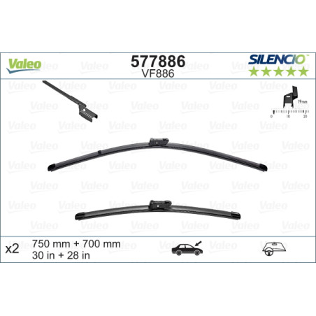 SPAZZOLA TERGI SILENCIO FLAT BLADE ANT SX COPPIA 750mm + 700mm CODICE BREVE: VF886
