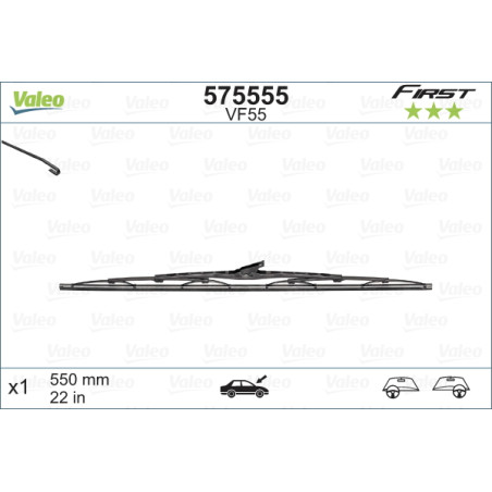 SPAZZOLA TERGI FIRST STANDARD ANT DX/SX SINGOLA 550mm CODICE BREVE: VF55