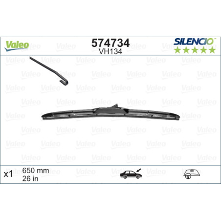 SPAZZOLA TERGI SILENCIO IBRIDA ANT SX SINGOLA 650mm CODICE BREVE: VH134