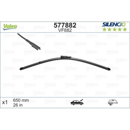 SPAZZOLA TERGI SILENCIO FLAT BLADE ANT SX SINGOLA 650mm CODICE BREVE: VF882