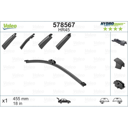 SPAZZOLA TERGI HYDROCONNECT UNI-CLICK POST SINGOLA 455mm CODICE BREVE: HR45