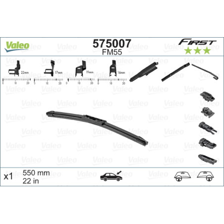 SPAZZOLA TERGI FIRST FLAT BLADE ANT DX/SX SINGOLA 550mm CODICE BREVE: FM55