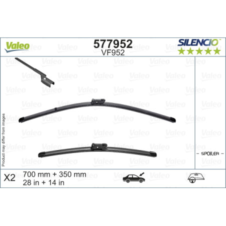 SPAZZOLA TERGI SILENCIO FLAT BLADE ANT DX/SX COPPIA 700mm + 350mm CODICE BREVE: VF952