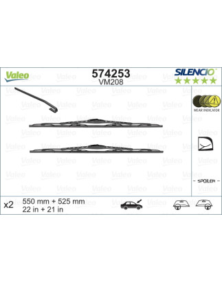 SPAZZOLA TERGI SILENCIO PERFORMANCE ANT DX/SX COPPIA 550mm + 525mm CODICE BREVE: VM208