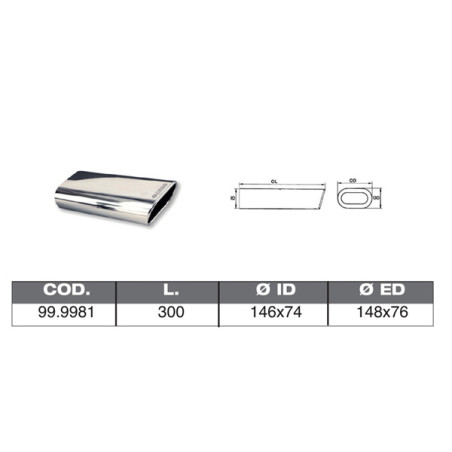 TERMINALE IN ACCIAO INOX ID 146X74 300X148X76 C/TF