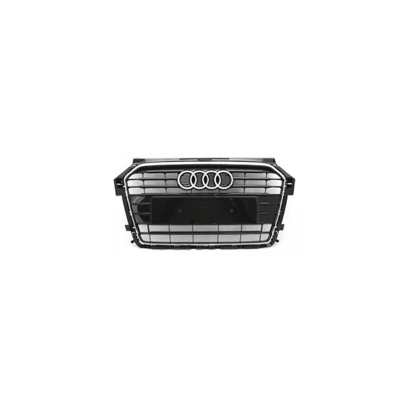 GRIGLIE PARAURTI ANT CENTRALE NERA LUCIDA CROMATA AUDI A1 (8X1/8XK/8XA/8XF) 2014 2018 OEM 8XA853651BT94
