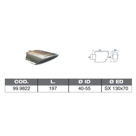 TERMINALE IN ACCIAO INOX ID 40 55 197 SX130X70