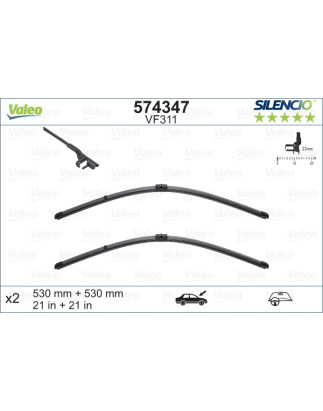 SPAZZOLA TERGI SILENCIO FLAT BLADE ANT SX COPPIA 530mm + 530mm CODICE BREVE: VF311