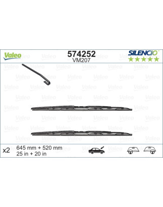 SPAZZOLA TERGI SILENCIO PERFORMANCE ANT DX/SX COPPIA 645mm + 520mm CODICE BREVE: VM207