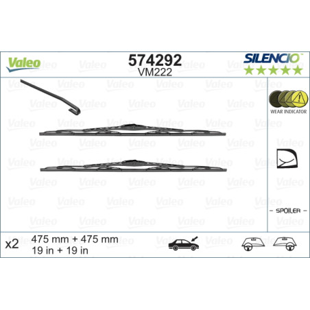 SPAZZOLA TERGI SILENCIO PERFORMANCE ANT DX/SX COPPIA 475mm + 475mm CODICE BREVE: VM222