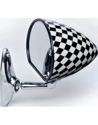 RETROVISORE SCACCHI BIANCO E NERO CON FISSAGGIO A VITE CON FINITURA LUCIDA FIAT 500 F  L  R 0365  0975