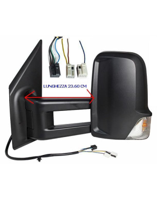RETROVISORE ELETTRICO SINISTRO BRACCIO LUNGO 23,6 CM NERO 9 PIN 3 CONNETTORI TERMICO CON FANALINO INTEGRATO CON SISTEMA BLIS ME