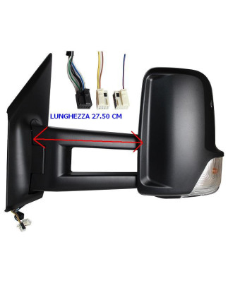 RETROVISORE ELETTRICO DESTRO BRACCIO LUNGO 275 CM NERO 9 PIN 3 CONNETTORI TERMICO CON FANALINO INTEGRATO MERCEDES-BENZ SPRINTER