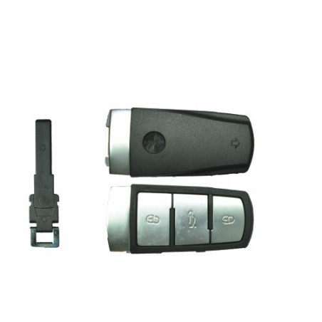 GUSCIO CHIAVE NERO CON TASTI ARGENTO 3 TASTI: TASTO APERTURA TASTO CHIUSURA TASTO PORTELLONE LAMA DI EMERGENZA VOLKSWAGEN PASSA