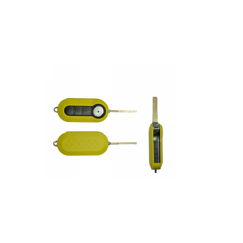 GUSCIO CHIAVE GIALLO 3 TASTI: TASTO APERTURA TASTO CHIUSURA TASTO PORTELLONE LAMA SIP22 FIAT 500 0107  0115, FIAT 500 L 0112  0