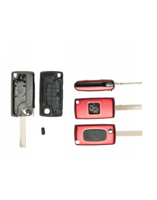 GUSCIO CHIAVE ROSSO 2 TASTI: CON ALLOGGIO BATTERIA ROTONDO TASTO APERTURA TASTO CHIUSURA LAMA HU83 CITROEN C3 0110  0113, CITRO