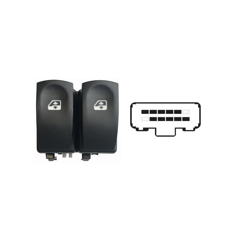BLOCCO COMANDI ALZACRISTALLI ANTERIORE PORTA ANTERIORE SINISTRA 10 PIN 2 INTERRUTTORI RENAULT CLIO 0106  0109, RENAULT CLIO 010