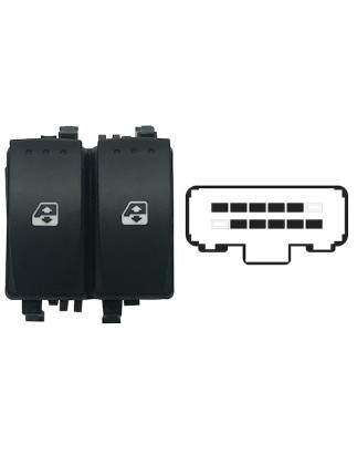 BLOCCO COMANDI ALZACRISTALLI ANTERIORE PORTA ANTERIORE SINISTRA 10 PIN 2 INTERRUTTORI MARRONE CON COMFORT RENAULT LAGUNA 0100  
