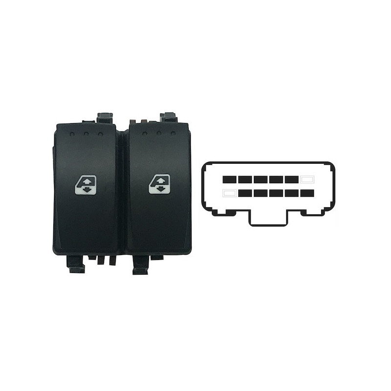 BLOCCO COMANDI ALZACRISTALLI ANTERIORE PORTA ANTERIORE SINISTRA 10 PIN 2 INTERRUTTORI MARRONE CON COMFORT RENAULT LAGUNA 0100  