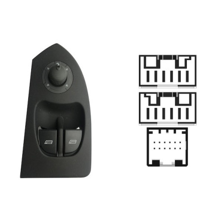 PULSANTIERA ALZACRISTALLI PORTA ANTERIORE SINISTRA 24 PIN 2 INTERRUTTORI COMANDI RETROVISORI CITROEN JUMPER 0102  0106, CITROEN