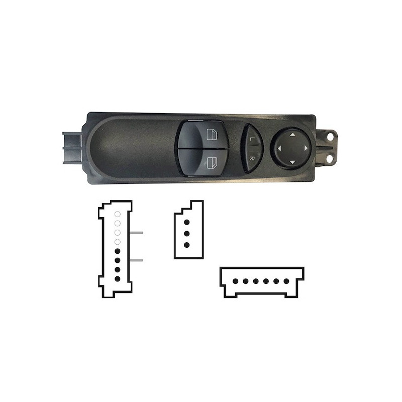 PULSANTIERA ALZACRISTALLI PORTA ANTERIORE SINISTRA 12 PIN 2 INTERRUTTORI COMANDI RETROVISORI MERCEDES-BENZ SPRINTER W907 0118, 