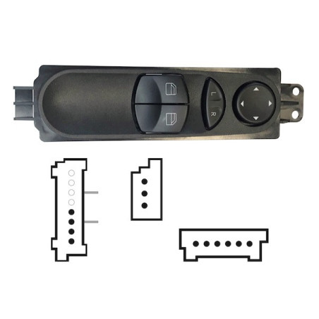 PULSANTIERA ALZACRISTALLI PORTA ANTERIORE SINISTRA 12 PIN 2 INTERRUTTORI COMANDI RETROVISORI MERCEDES-BENZ SPRINTER W907 0118, 
