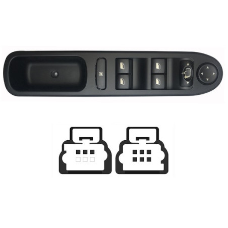 PULSANTIERA ALZACRISTALLI PORTA ANTERIORE SINISTRA 9 PIN 4 INTERRUTTORI CON COMFORT COMANDI RETROVISORI RIBALTABILI CITROEN C5 