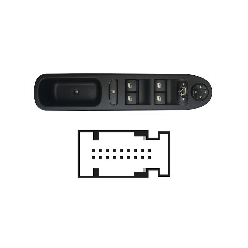 PULSANTIERA ALZACRISTALLI PORTA ANTERIORE SINISTRA 18 PIN 4 INTERRUTTORI CON COMFORT FUNZIONE AUTO COMANDI RETROVISORI RIBALTAB