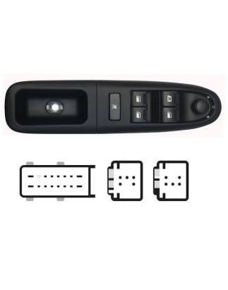 PULSANTIERA ALZACRISTALLI PORTA ANTERIORE SINISTRA 25 PIN 4 INTERRUTTORI CON MOSTRINA CON COMFORT ANTERIORE SINISTRO COMANDI RE