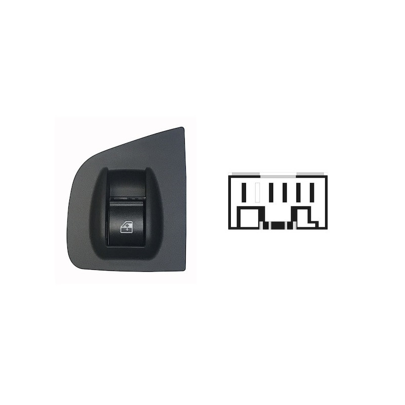 PULSANTIERA ALZACRISTALLI PORTA ANTERIORE DESTRA 5 PIN 1 INTERRUTTORI FIAT DOBLO 0105  0109, FIAT IDEA 0104  0110, LANCIA MUSA 