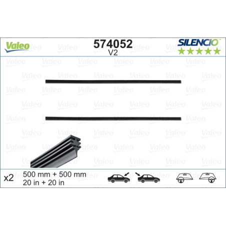 SPAZZOLA TERGI SILENCIO REFILL ANT/POST DX/SX COPPIA 500mm + 500mm CODICE BREVE: V2