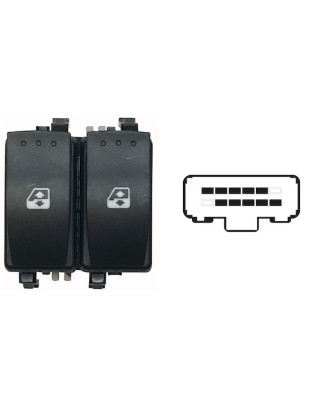 BLOCCO COMANDI ALZACRISTALLI ANTERIORE PORTA ANTERIORE SINISTRA 10 PIN 2 INTERRUTTORI CON RETROVISORI ELETTRICI RIBALTABILI ELE