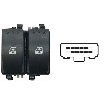 BLOCCO COMANDI ALZACRISTALLI ANTERIORE PORTA ANTERIORE SINISTRA 10 PIN 2 INTERRUTTORI CON RETROVISORI ELETTRICI RIBALTABILI ELE